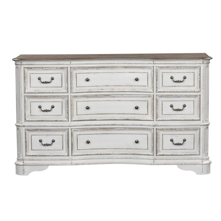 Liberty Furniture Magnolia Manor 9 Drawer Dresser in Antique White