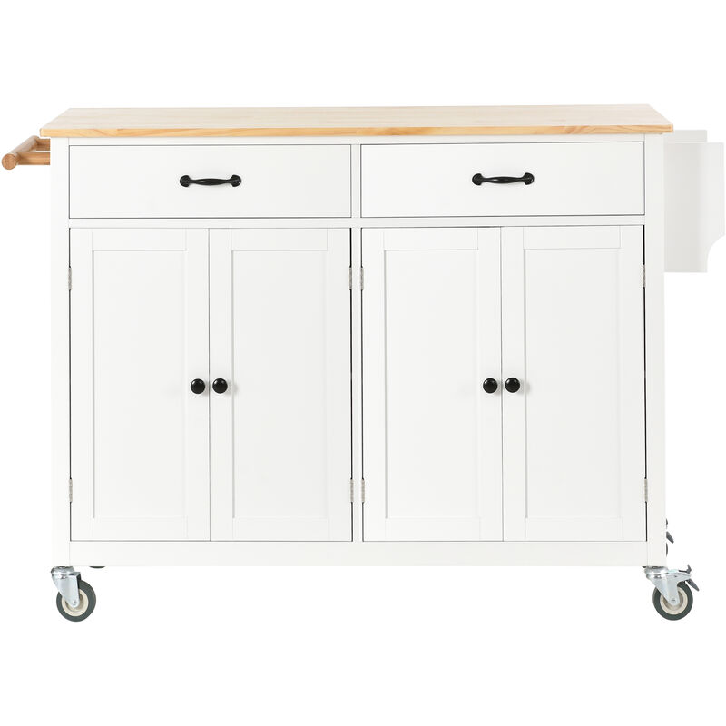 Whisen Modern Wood Kitchen Island with Spice Rack and Drawers - Mint Green
