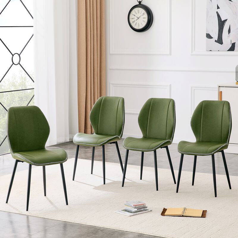 Whisen 4-Pack PU Leather Dining Chairs with Adjustable Feet, Metal Frame, Light Luxury Upholstered Chairs for Dining Room, Office, Study image number 3
