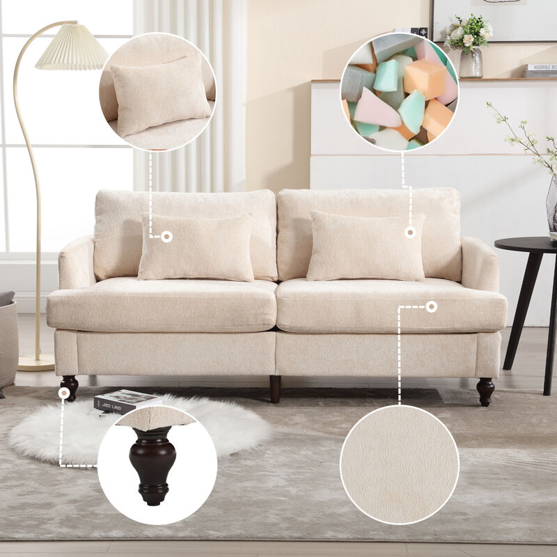 GOODSILO Mid Century Modern Loveseat Sofa with Chenille Upholstery and Solid Wood Frame for Compact Living Spaces image number 1