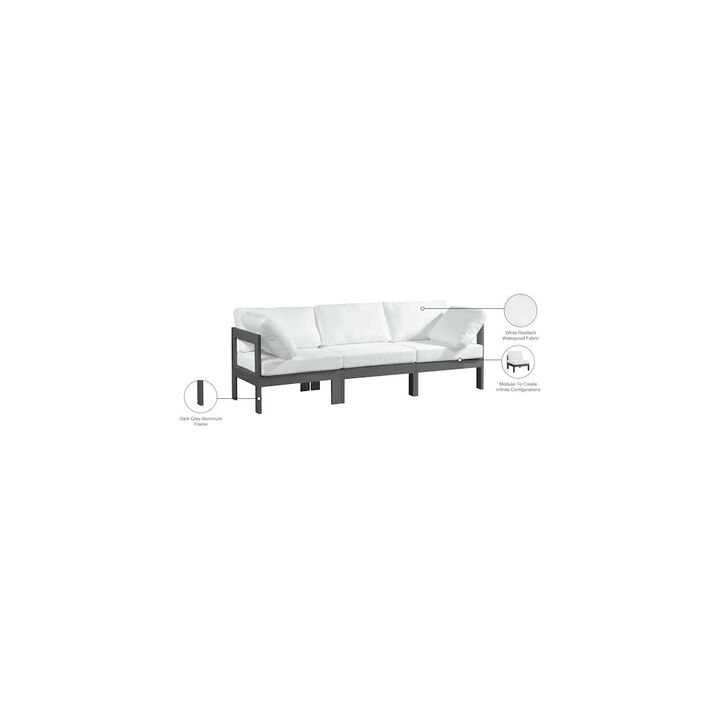 Meridian Furniture Nizuc White Water Resistant Fabric Outdoor Patio Modular Sofa
