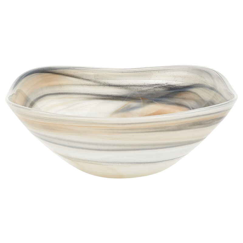 HomeRoots 10" Alabaster Glass Square Salad Bowl image number 0