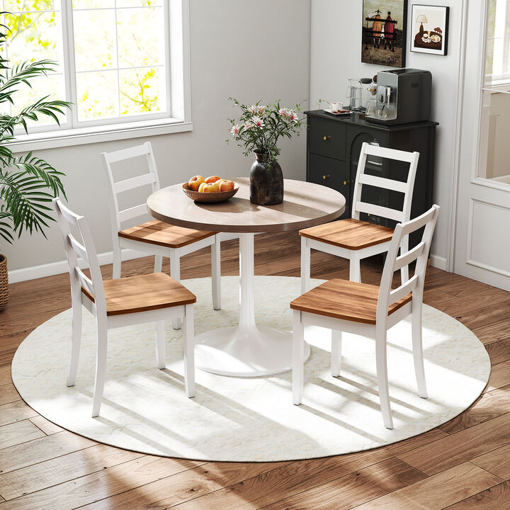 Solid Rubber Wood Dining Chairs Set of 4 Wooden Seating Set