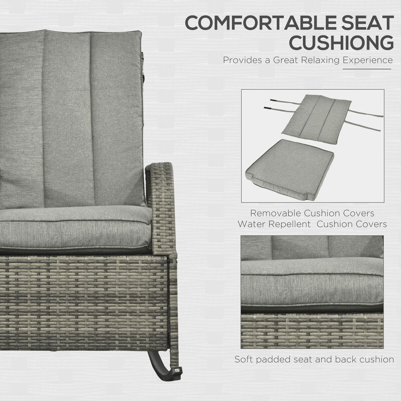 Hivvago Patio Wicker Rocking Chair with 135&deg; Reclining Backrest image number 5