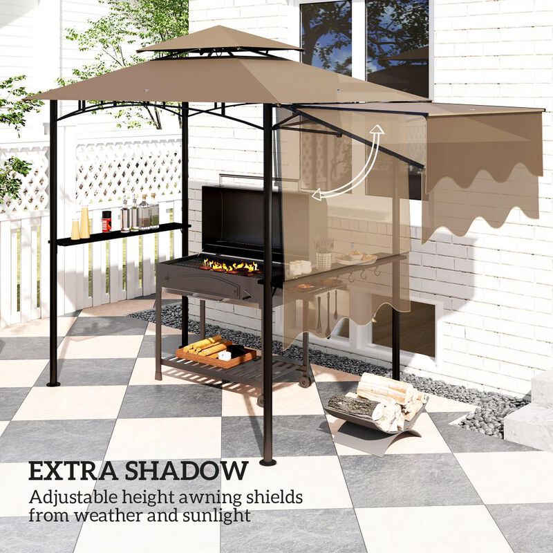 Hivvago 8x5 BBQ Gazebo with Shelves and Hooks image number 3