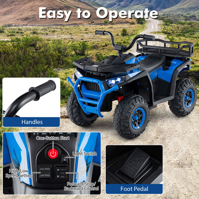 24V Kids Ride-On ATV Quad with LED Lights, Sound Effects and Electric Motor image number 4