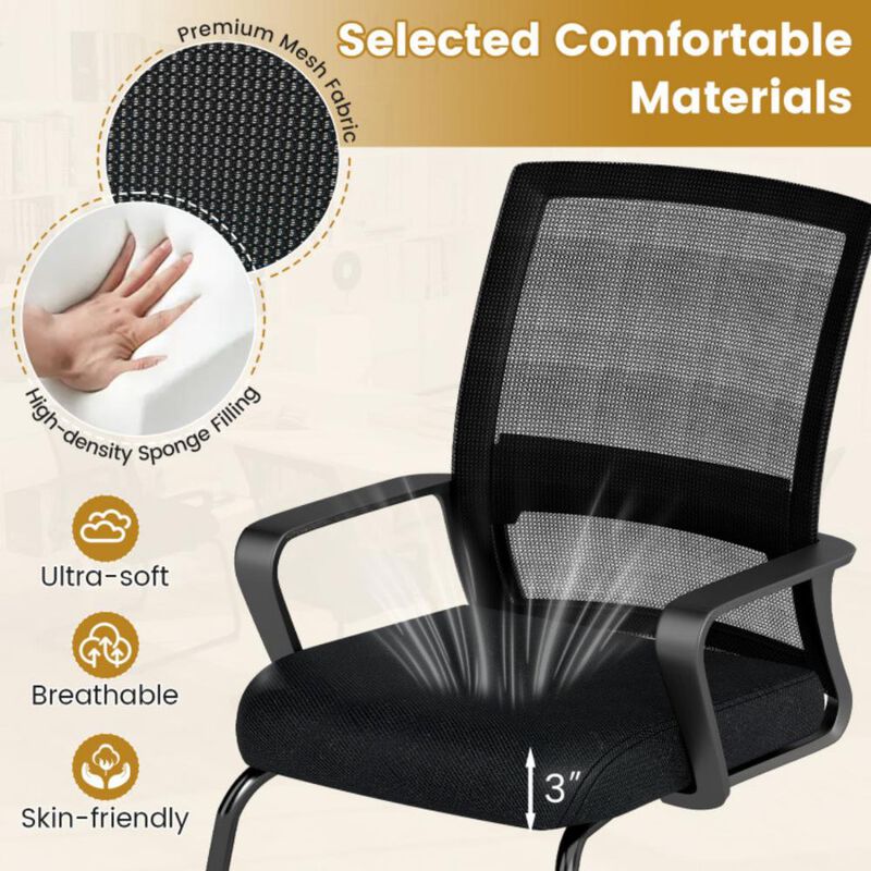 2 Piece Office Guest Chair with Lumbar Support for Waiting Room image number 5
