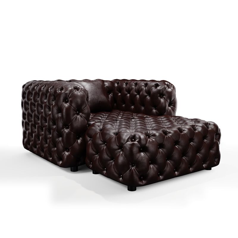 Whisen 48.4" Modern Modular Sofa with 1 Ottoman, Faux Leather Upholstered, for Living Room image number 0