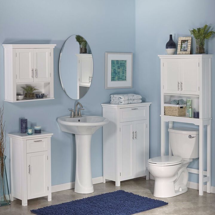 Hivvago White Bathroom Wall Cabinet Cupboard with Open Shelf