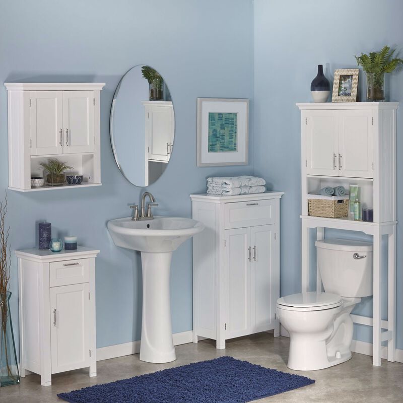 Wall-Mounted Bathroom Cabinet with Doors and Open Shelf