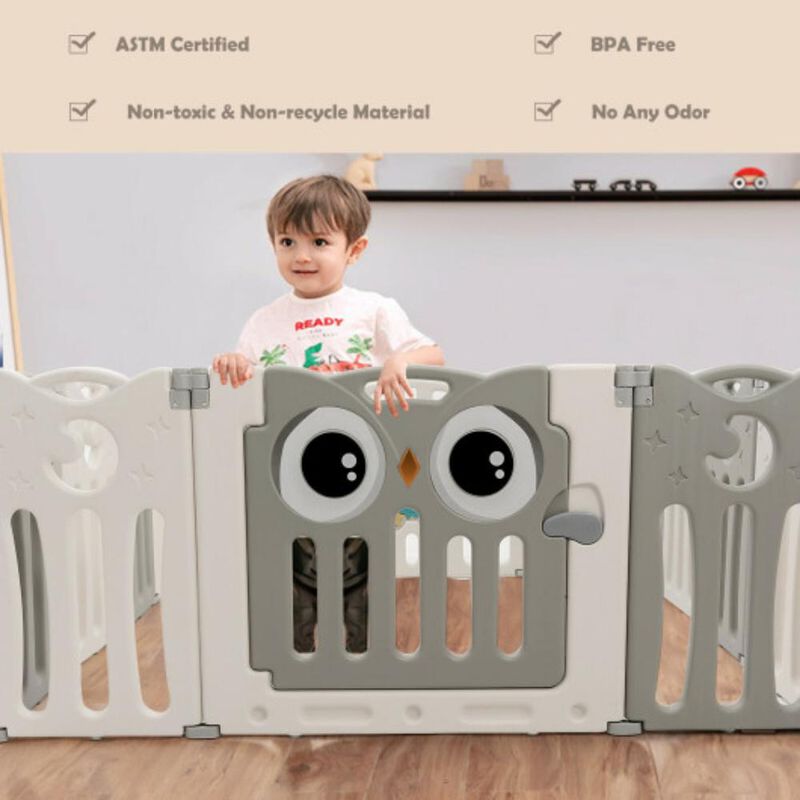 Kids Foldable Playpen &ndash; 14-Panel Baby Activity Fence with Gate Lock