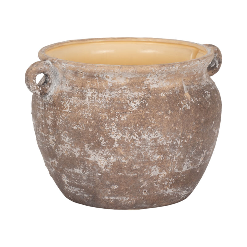 13" Textured Stoneware Jug Planter, Brown image number 2