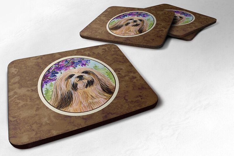 Caroline's Treasures SS8436FC Lhasa Apso Foam Coasters (Set of 4), 3.5 H x 3.5 W, Multicolor image number 0