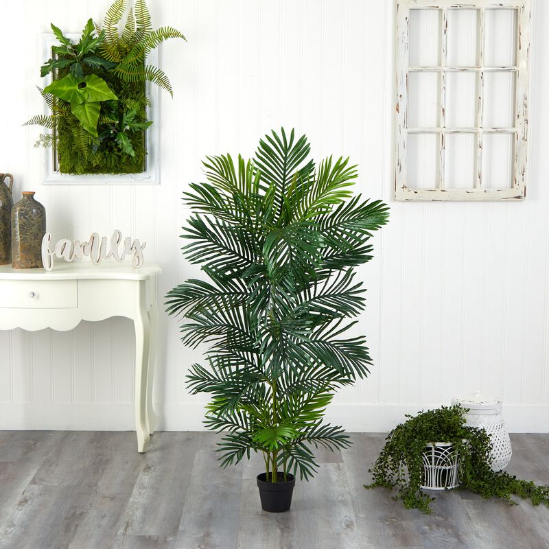 HomPlanti 5 Feet Areca Artificial Palm Tree UV Resistant (Indoor/Outdoor)