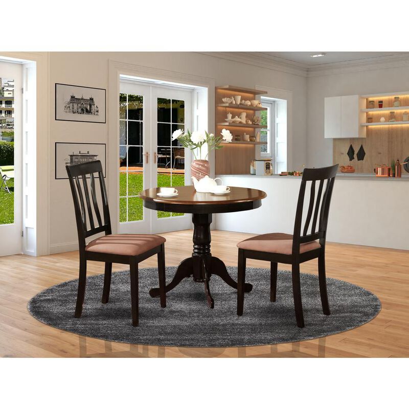 3 PC Kitchen Table set-round Kitchen Table plus 2 Dining Chairs