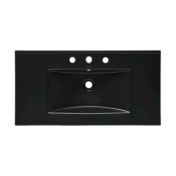 36" 3-Hole Widespread Vanity Sink Top in Glossy Black