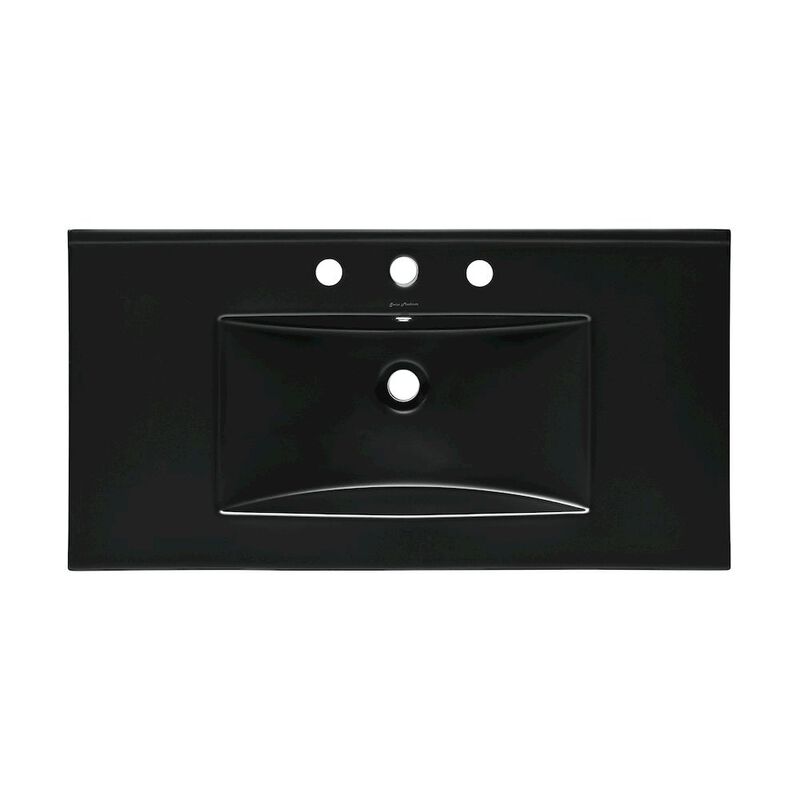 36" 3-Hole Widespread Vanity Sink Top in Glossy Black image number 0