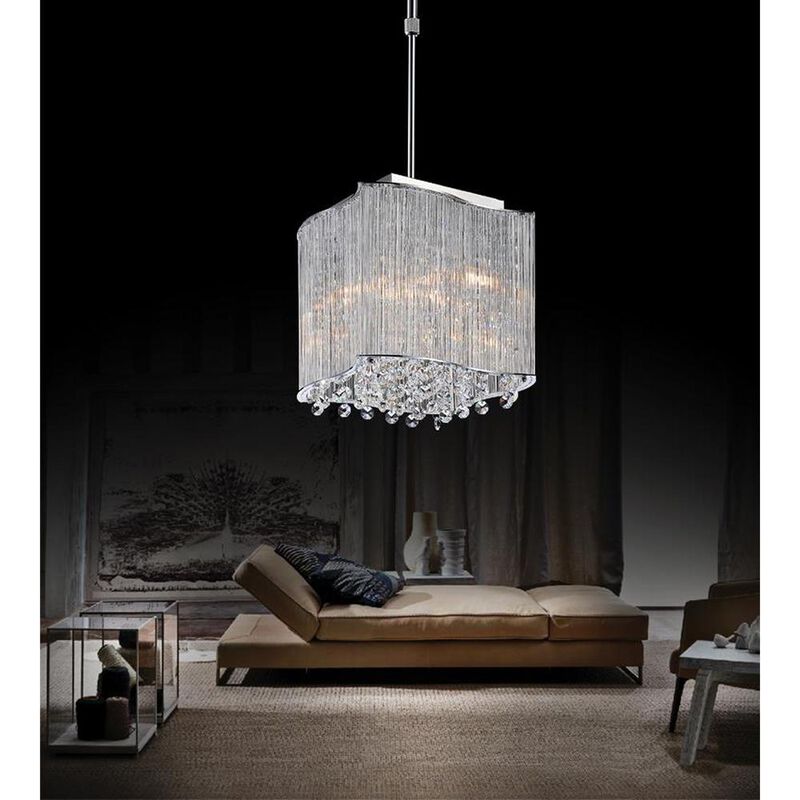 CWI Lighting Elsa 3 Light Drum Shade Mini Pendant With Chrome Finish