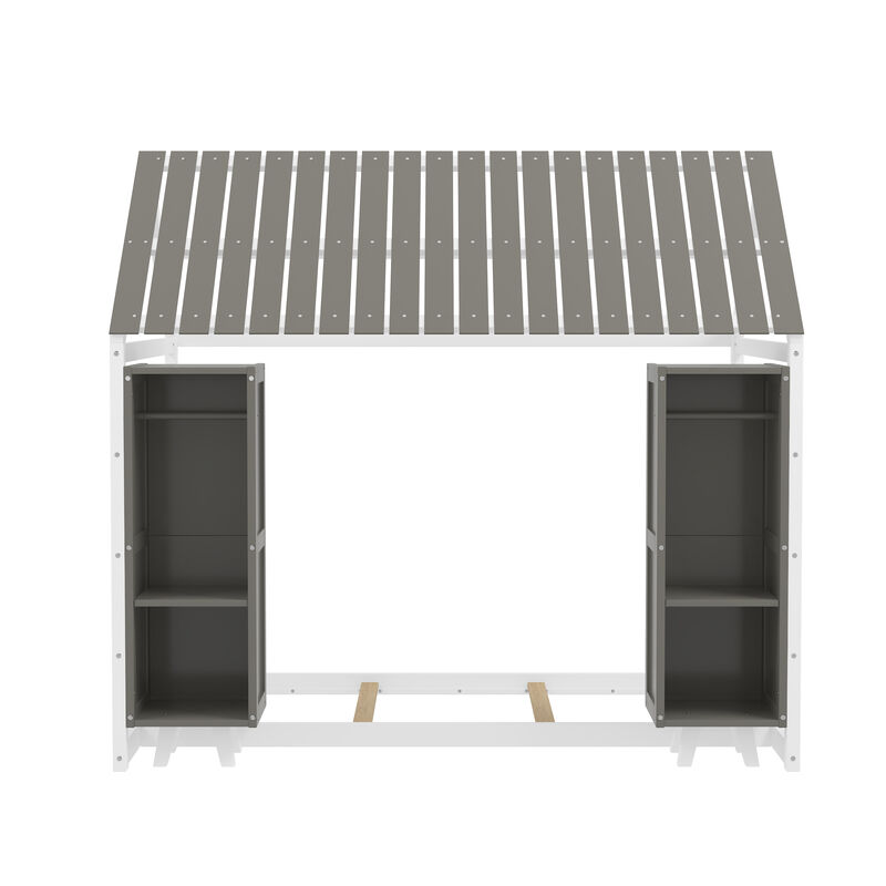 Merax Kids Floor Bed with Two Movable Wardrobes