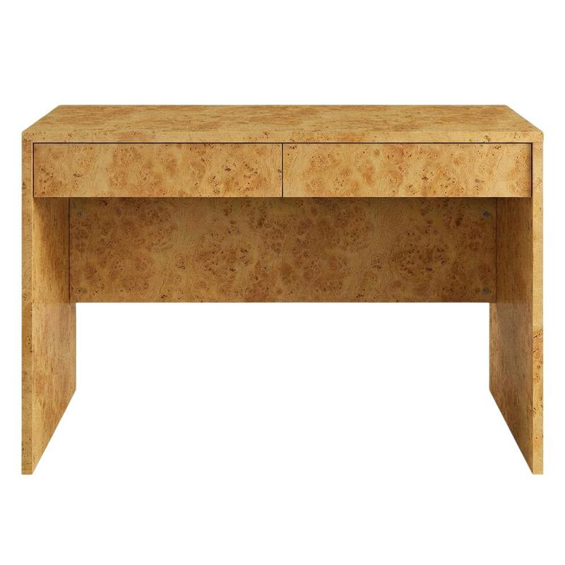 Burl Wood Desk with Two Drawers and Spacious Surface for Home Office image number 1