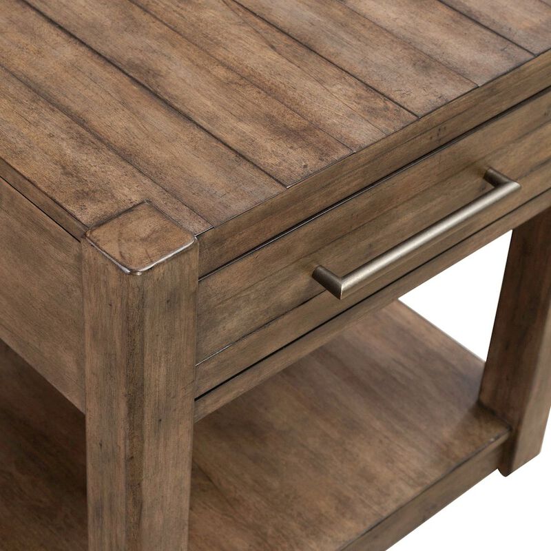 Liberty Furniture Broadmore Living Room Drawer End Table - Cobblestone Brown image number 7