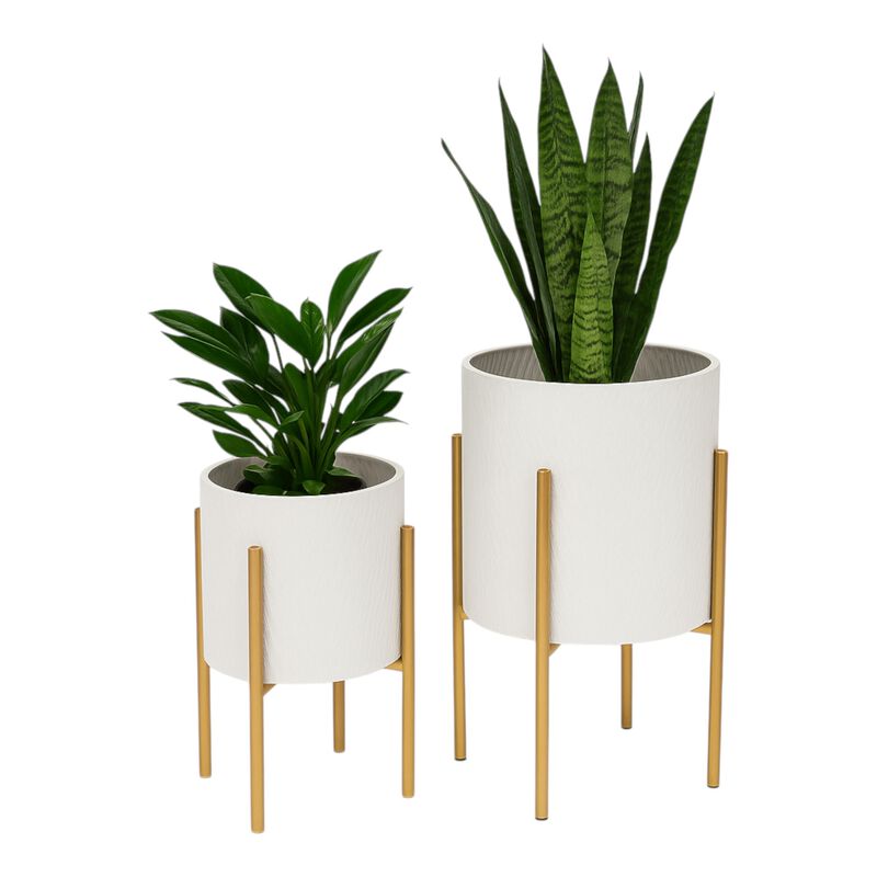 Textured Planter on Stand (Set of 2)