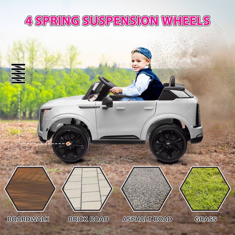 BreeBe 2-Seater 12V 10AH Ride on Truck, Cadillac Escalade Licensed Electric Car for Kids w/ Spring Suspension Wheels image number 7