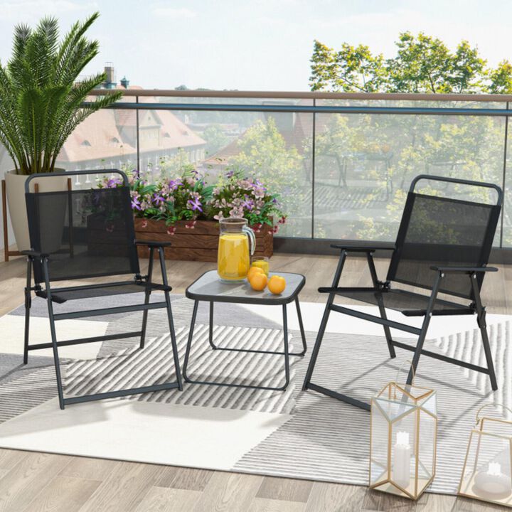 Hivvago 3 Pieces Patio Folding Conversation Chairs and Table