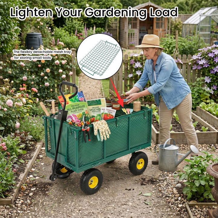 TATEUS 3-in-1 Oversized Steel Garden Cart