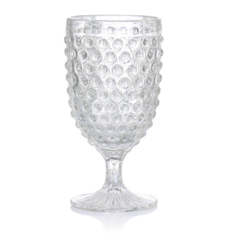 Martha Stewart 6 Piece 14.2 Ounce Clear Glass Hobnail Goblet Drinkware Set