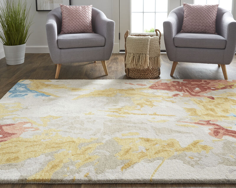 Everley 8646F Ivory/Yellow/Blue 5' x 8' Rug image number 4