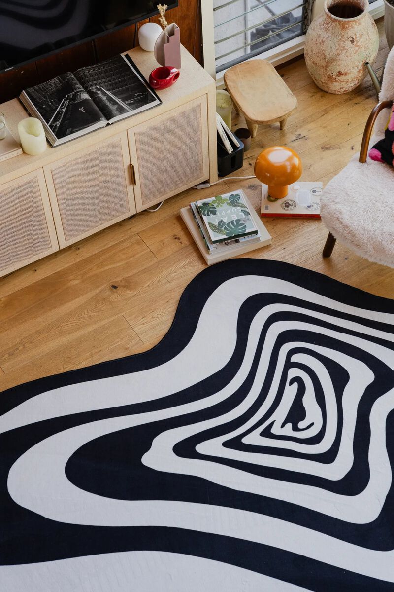Lany Space Area Rug, Washable Non-Slip Rug, Vertigo Irregular Rug for Living Room image number 4