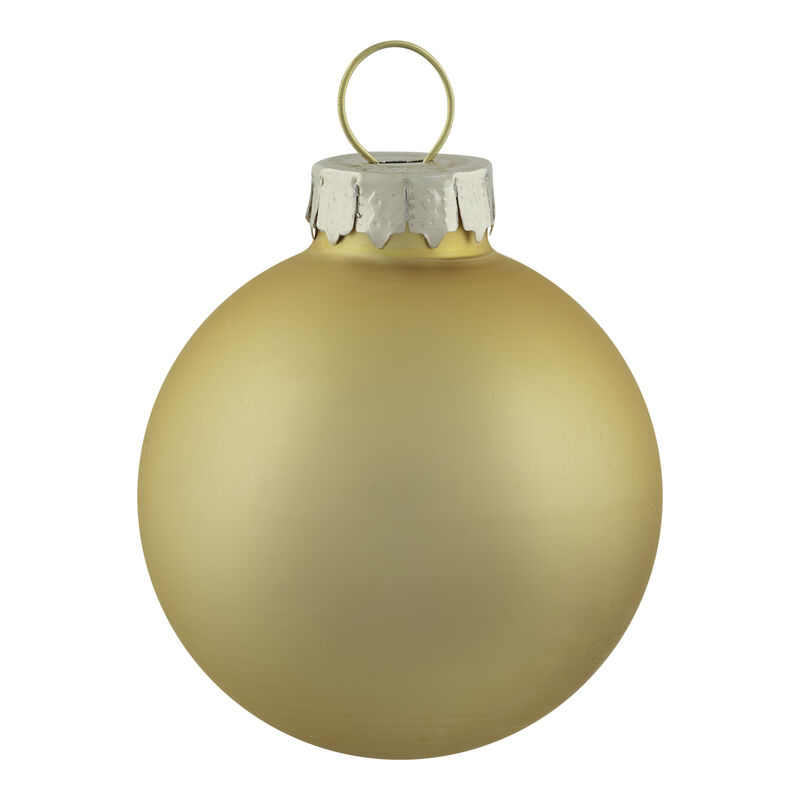 10ct Shiny and Matte Champagne Gold Glass Ball Christmas Ornaments 1.75" (45mm) image number 3