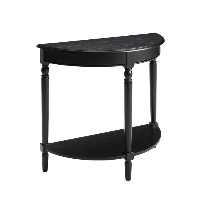 Convenience Concepts French Country Half-Round Entryway Table with Shelf, Black