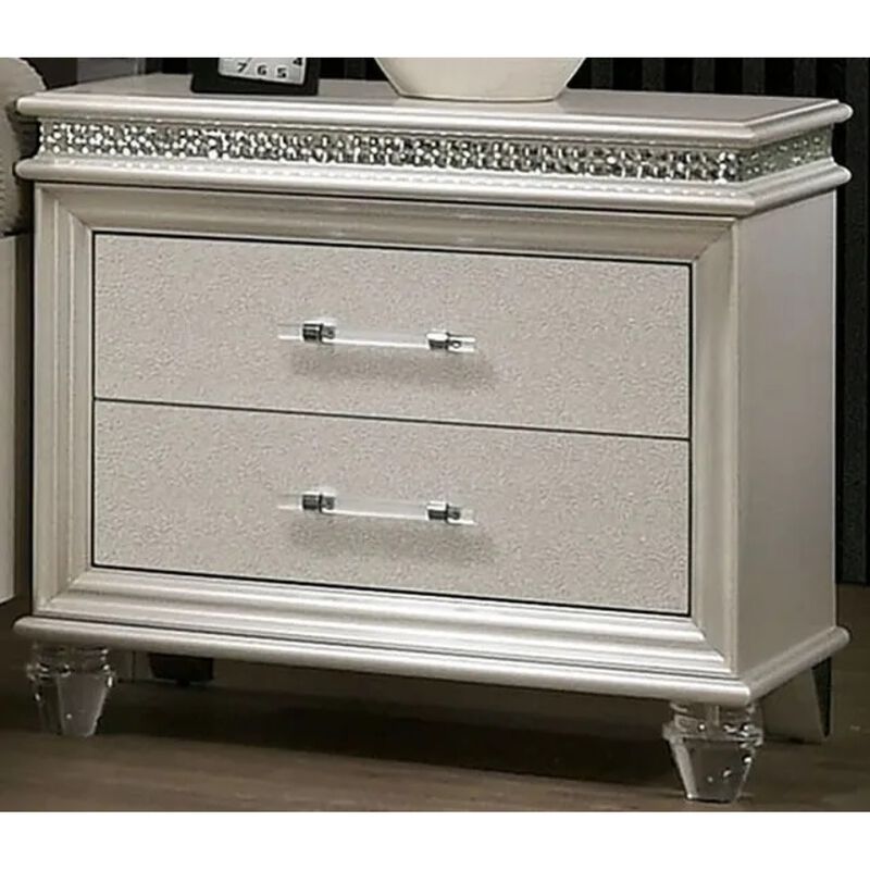 Streamdale Classic Pearl Nightstand: 2-Drawers, Solid Wood, Felt Top