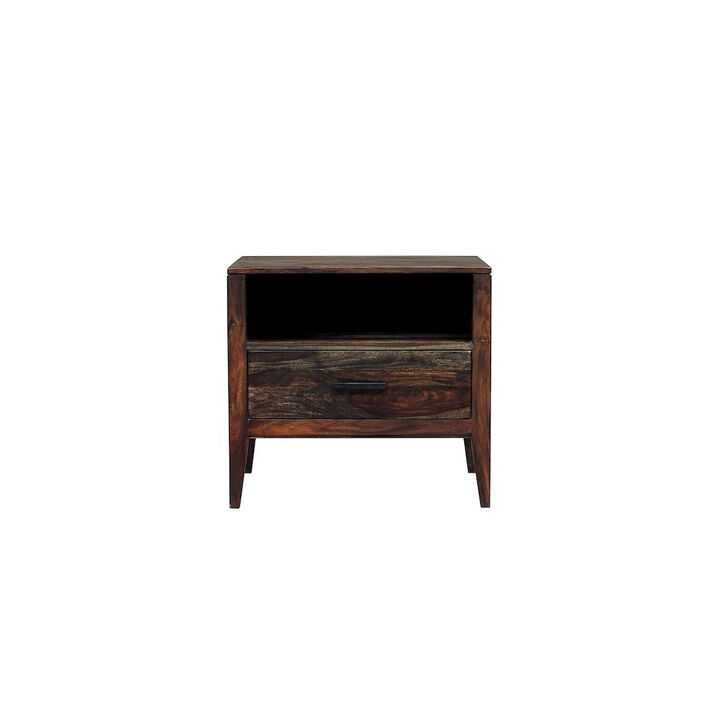 Porter Designs Fall River Solid Sheesham Wood Nightstand, Gray