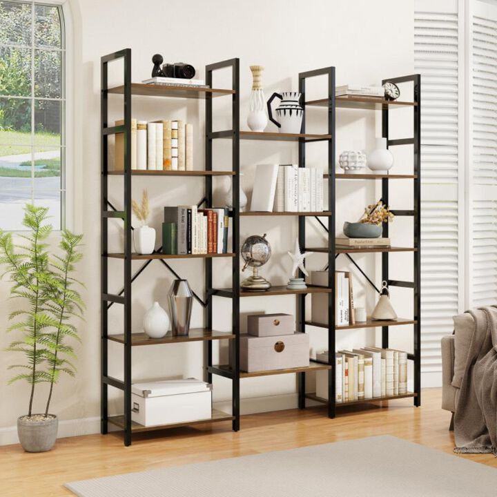 Hivvago 5-tier Triple Wide Heavy-duty Metal Frame Industrial Bookshelf