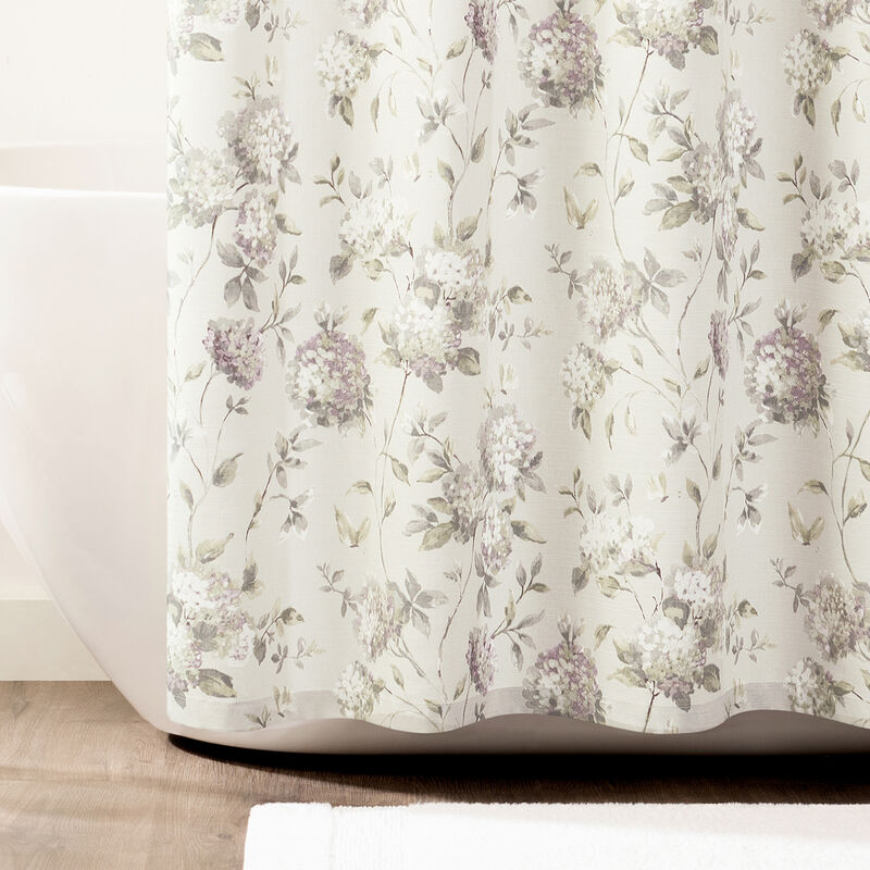 Ellis Curtain 48% Cotton 52% Polyester Traditional Hydrangea Pattern Abigail Shower Curtain 72" x 72" Lilac