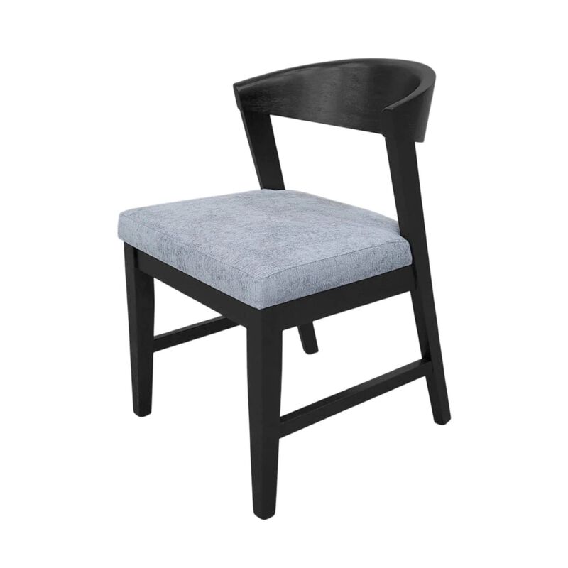 Vecy Side Chair Set of 2, Gray Fabric Seat, Curved Back, Vintage Black image number 5