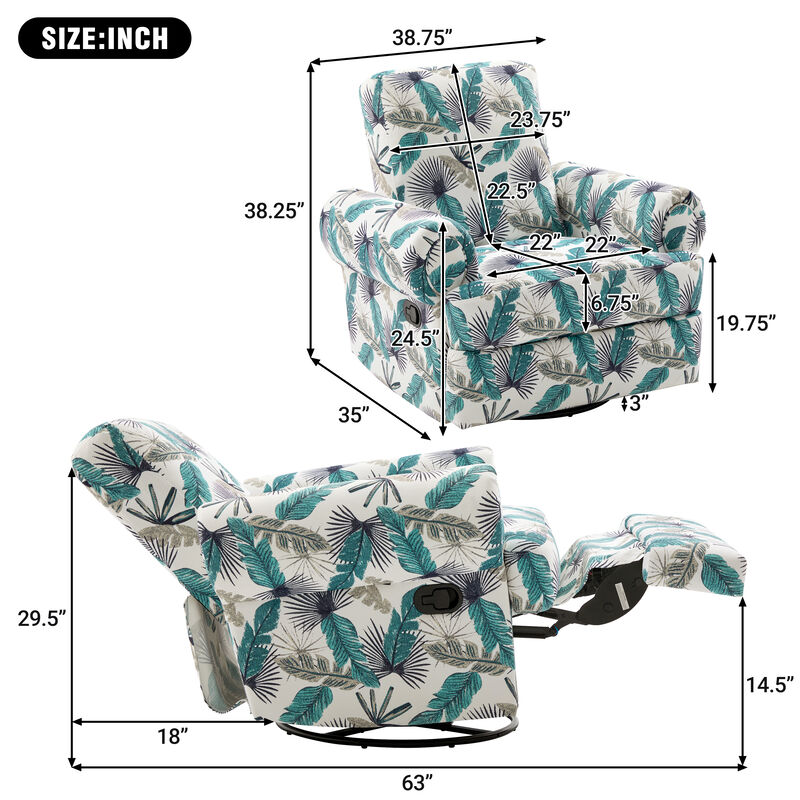 Merax Manual Recliner Chair with Rocker & Swivel Base