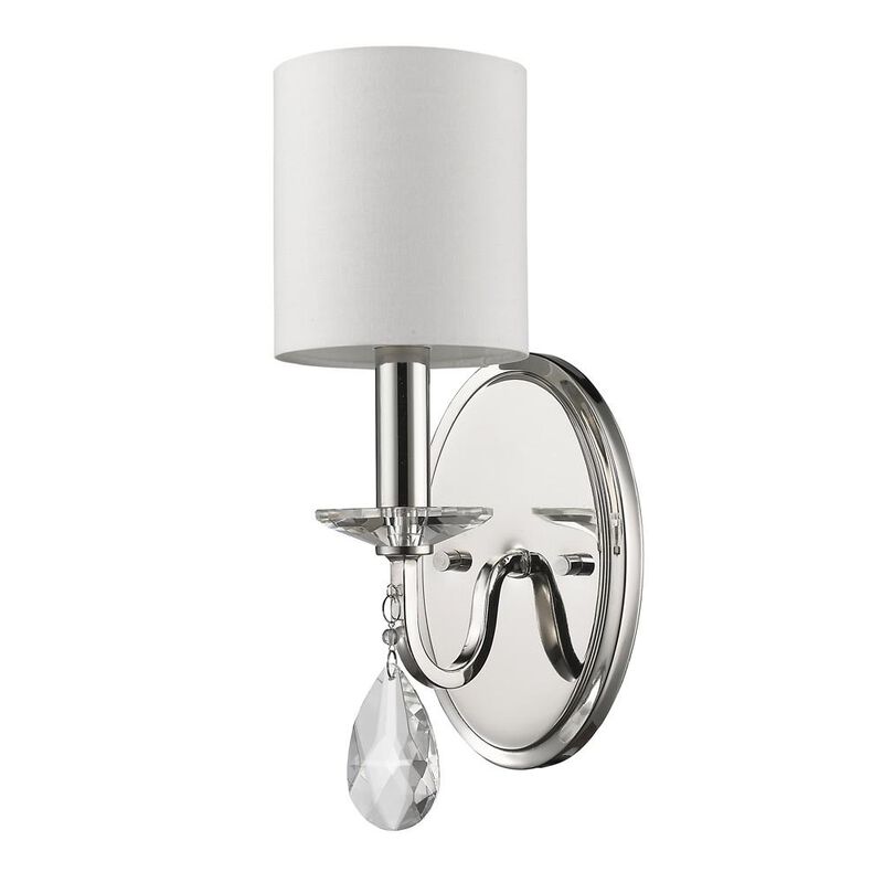 Hivvago Silver Three Light Wall Sconce with White Fabric Shade
