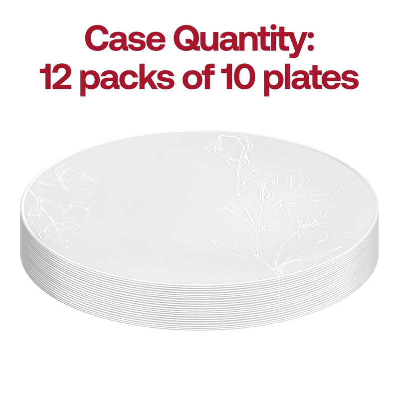 7.5" White with Silver Antique Floral Round Plastic Salad Plates (120 Plates) image number 3