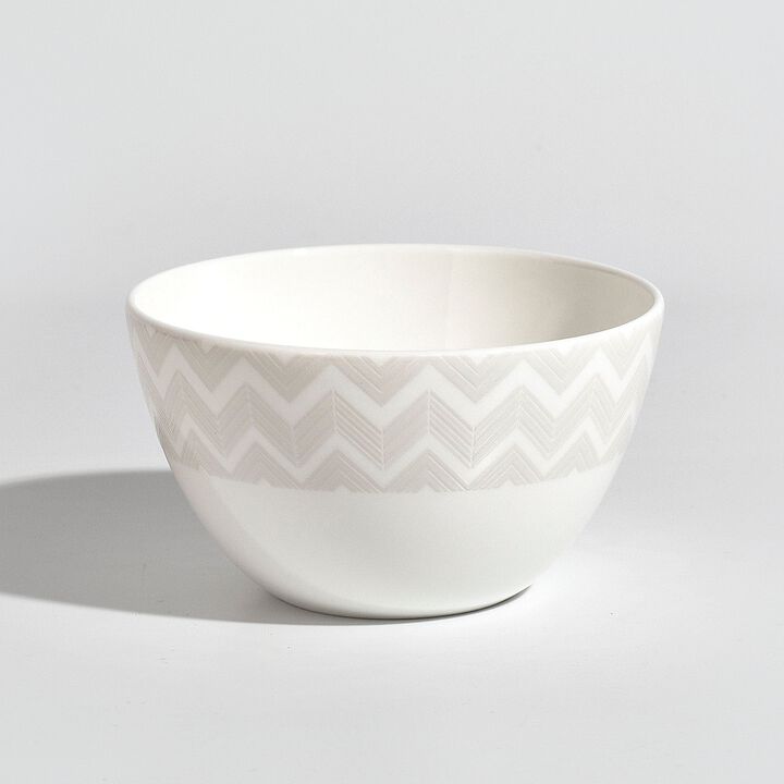 Rice Bowls ZIG ZAG WHITE Set of 6, diam. 4.45", H 2.36"