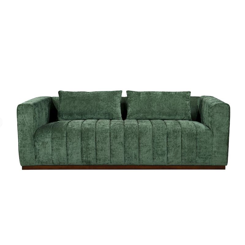 Mid-Century Modern Upton Sofa in Cypress Green with 2 Toss Pillows