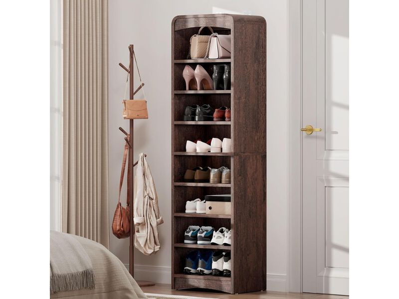 Entryway Wood Shoe Storage Cabinet Adjustable Shelves Closet image number 1