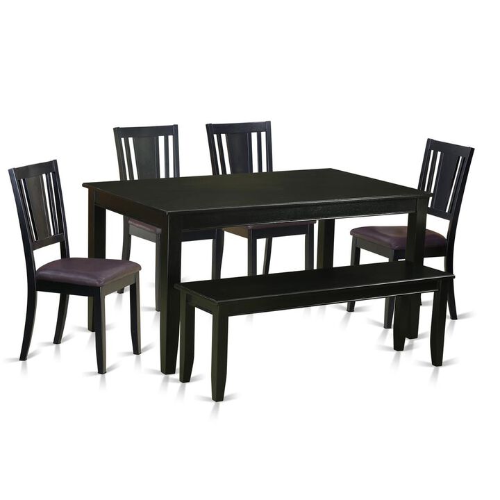 6 Pc Kitchen Table with bench-Dining Table and 4 Kitchen Chairs and Bench
