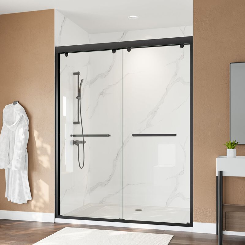 Heavy-Duty Aluminum Shower Door with Anti-Derailment Track, 60x76 Wide Adjustable