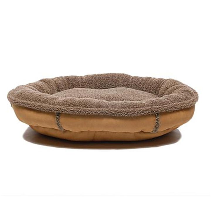 Carolina Pet  Faux Suede & Tipped Berber Round Poly Fill Comfy Cup Bed  , Small