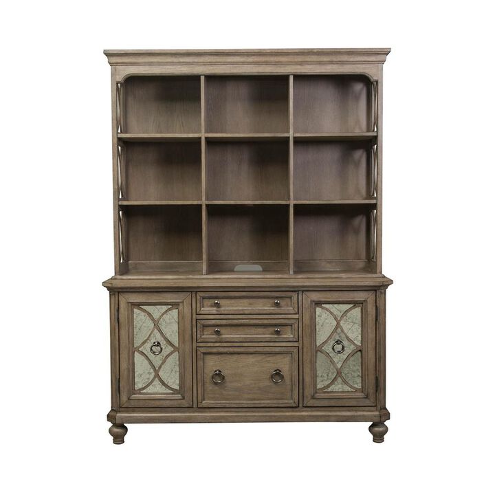 Liberty Furniture Simply Elegant Credenza & Hutch Set in Heathered Taupe