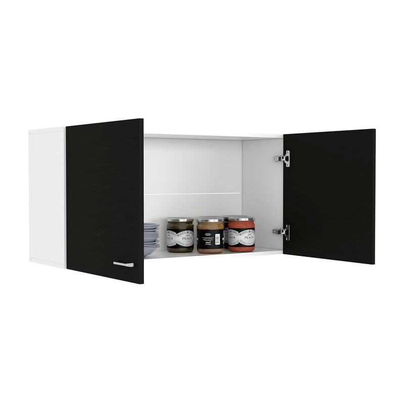 Napoles Wall Cabinet, Two Shelves, Double Door -White / Light Oak